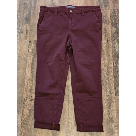 Torrid Jeans Womens 12 Wine Burgundy Skinny Crop Ankle Aviator Utility Twill - Picture 1 of 5